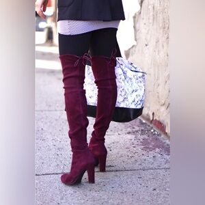 Stuart Weitzman OTK Suede Leather Heeled Boots Size 7.5 *PLEASE READ*